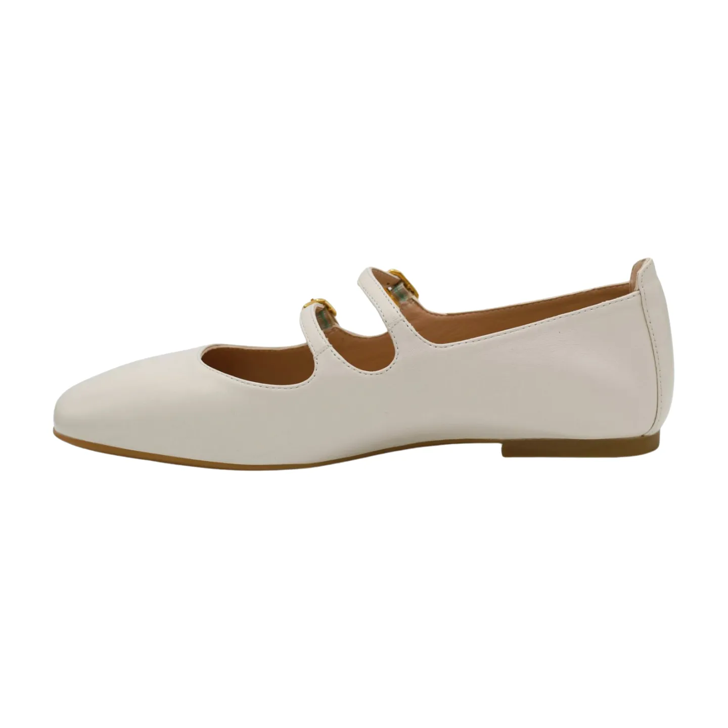 UNISA Ivory  Leather Mary Jane  Ballet Flat Shoe