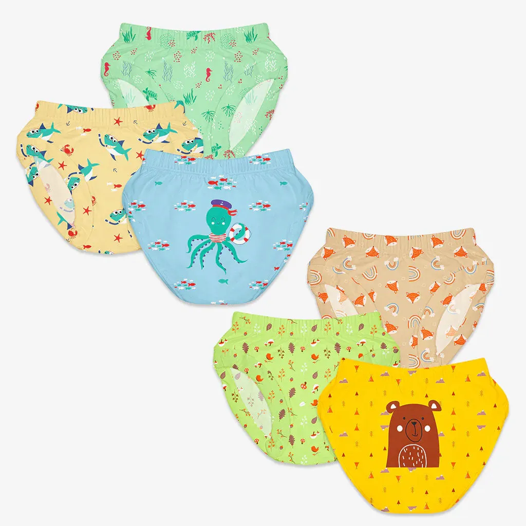 Unisex Toddler Briefs - 6 Pack (Woody Goody - Sea-Saw)