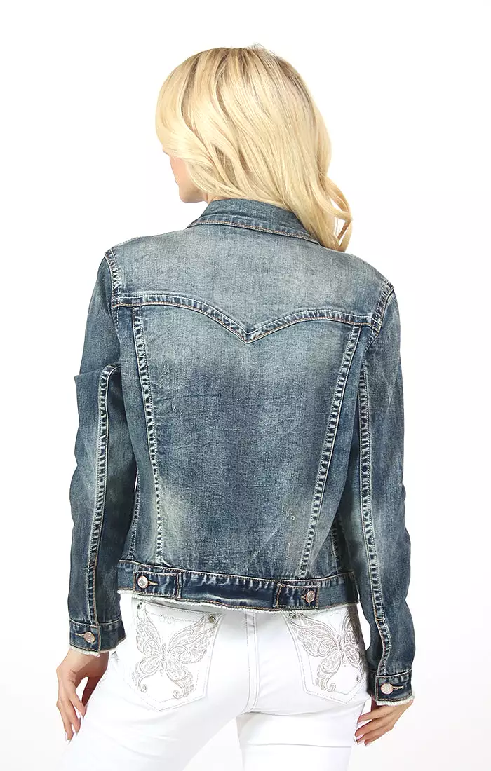 Vintage Medium Blue Wash Basic Denim Jacket