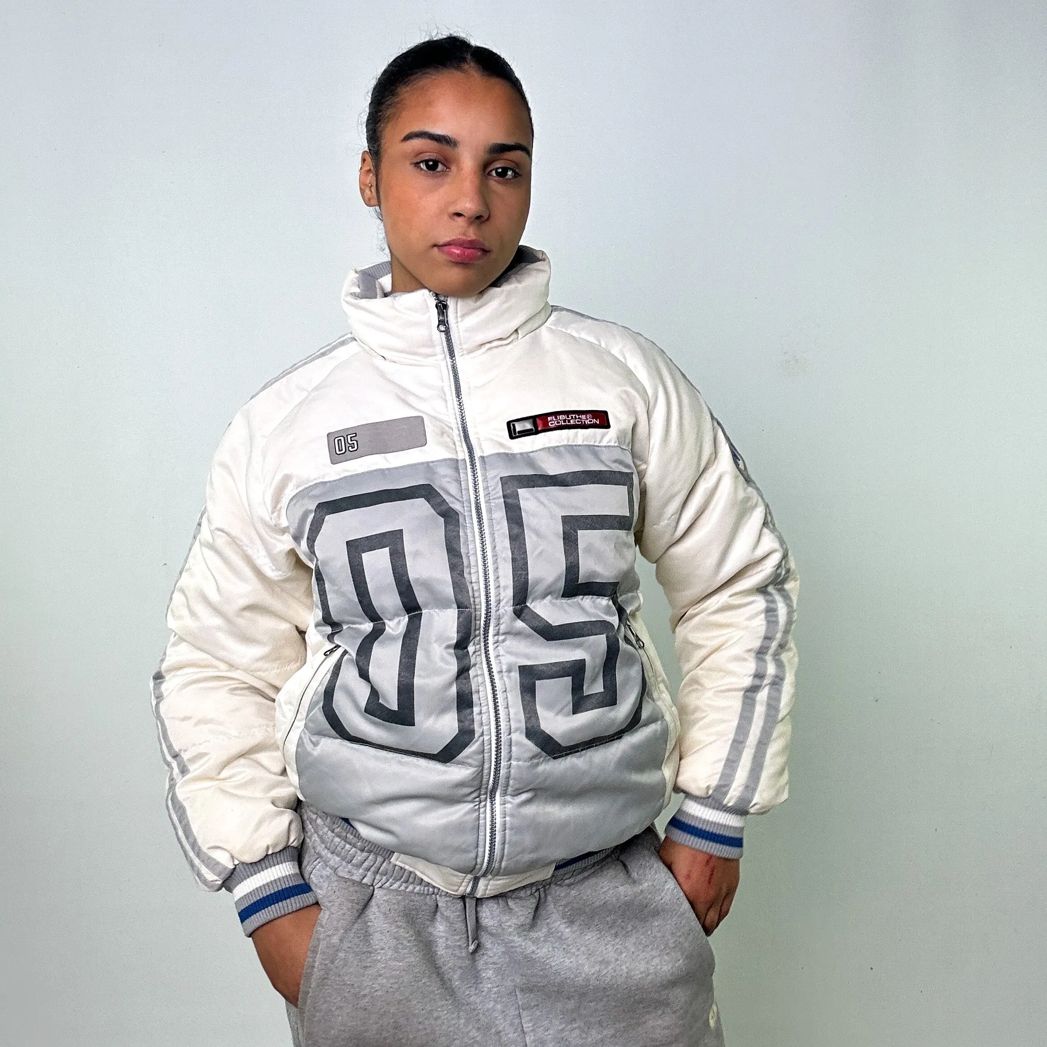 White 90s FUBU Puffer Jacket Coat (M)