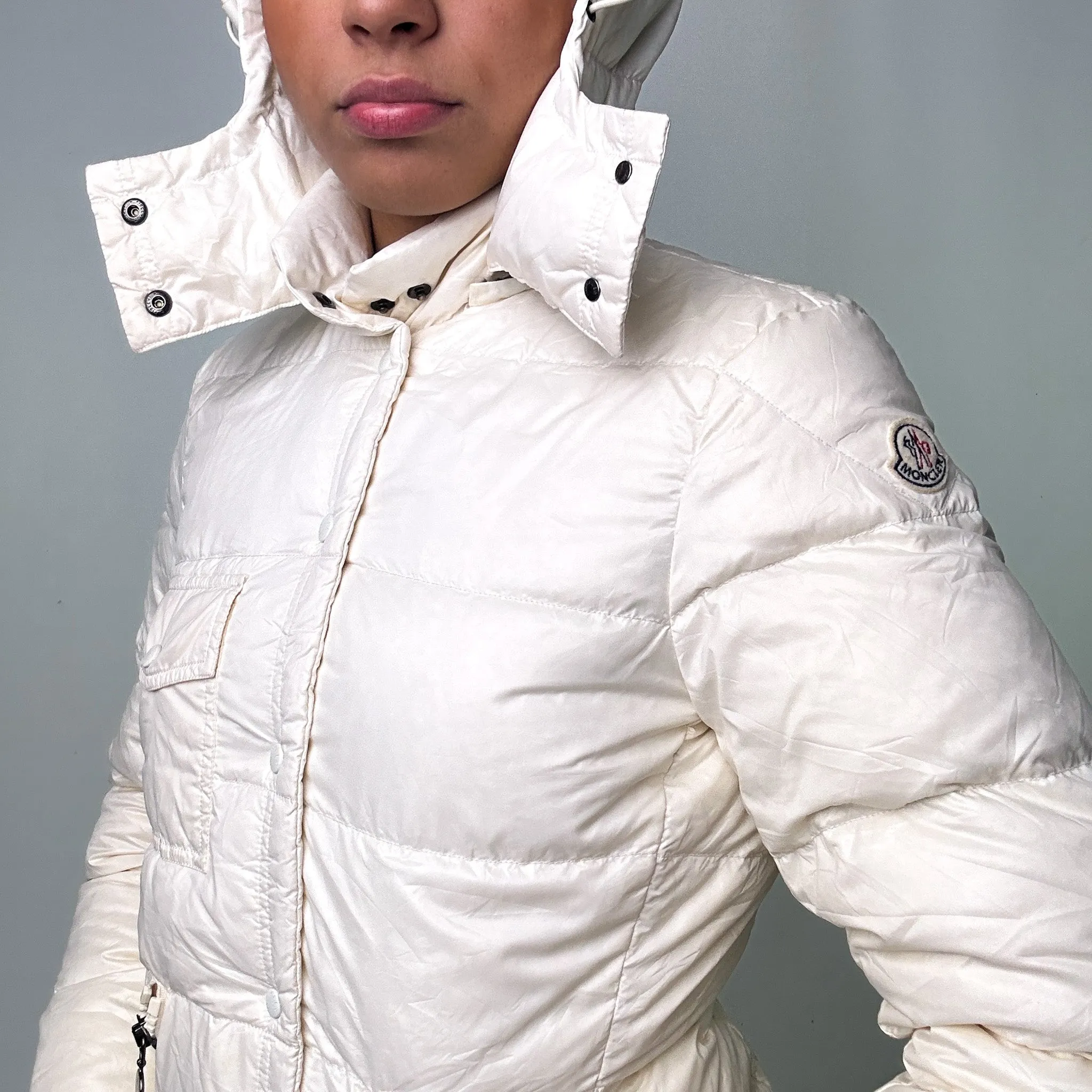 White 90s Moncler Puffer Jacket Coat (M)