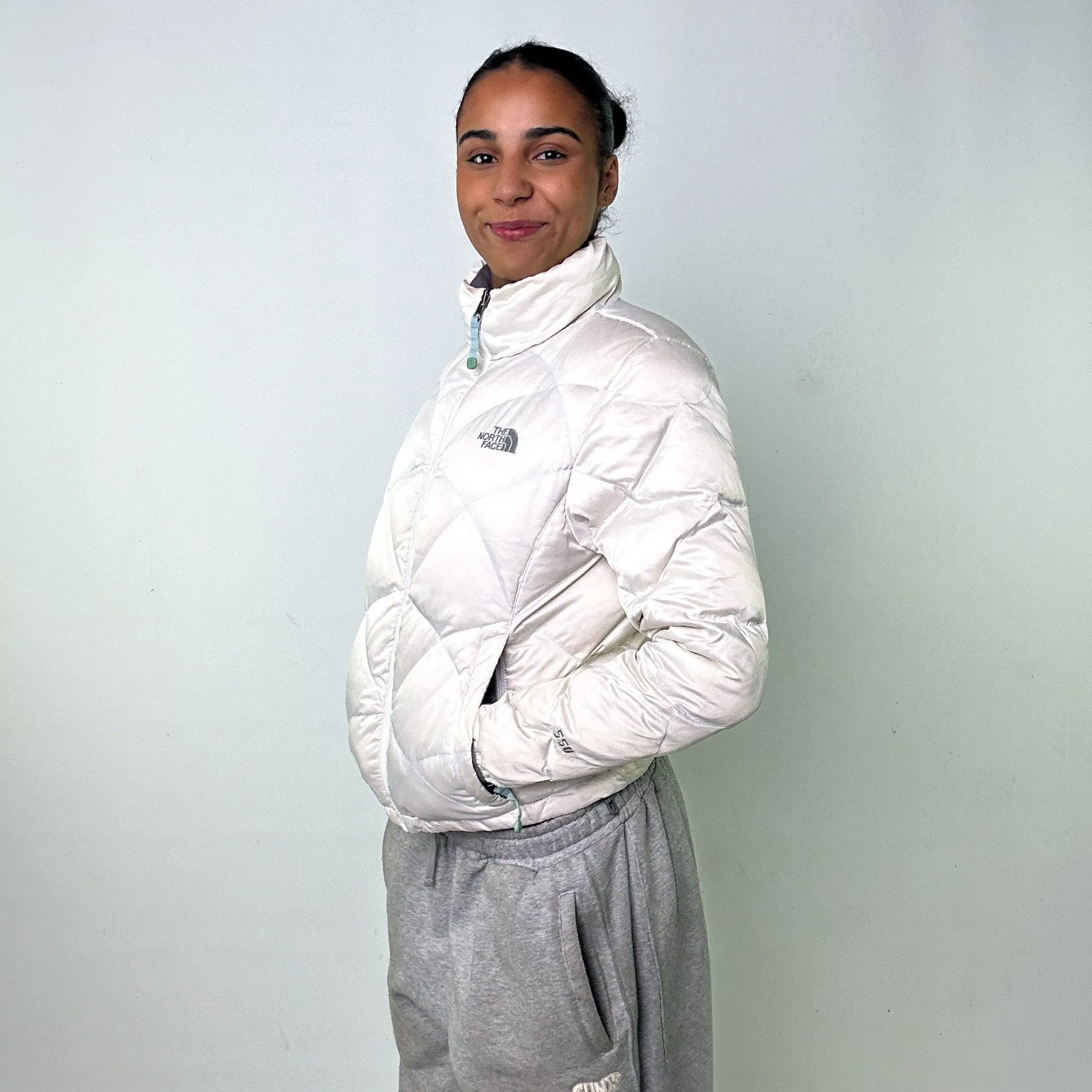 White 90s The North Face 550 Series Puffer Jacket Coat (S)