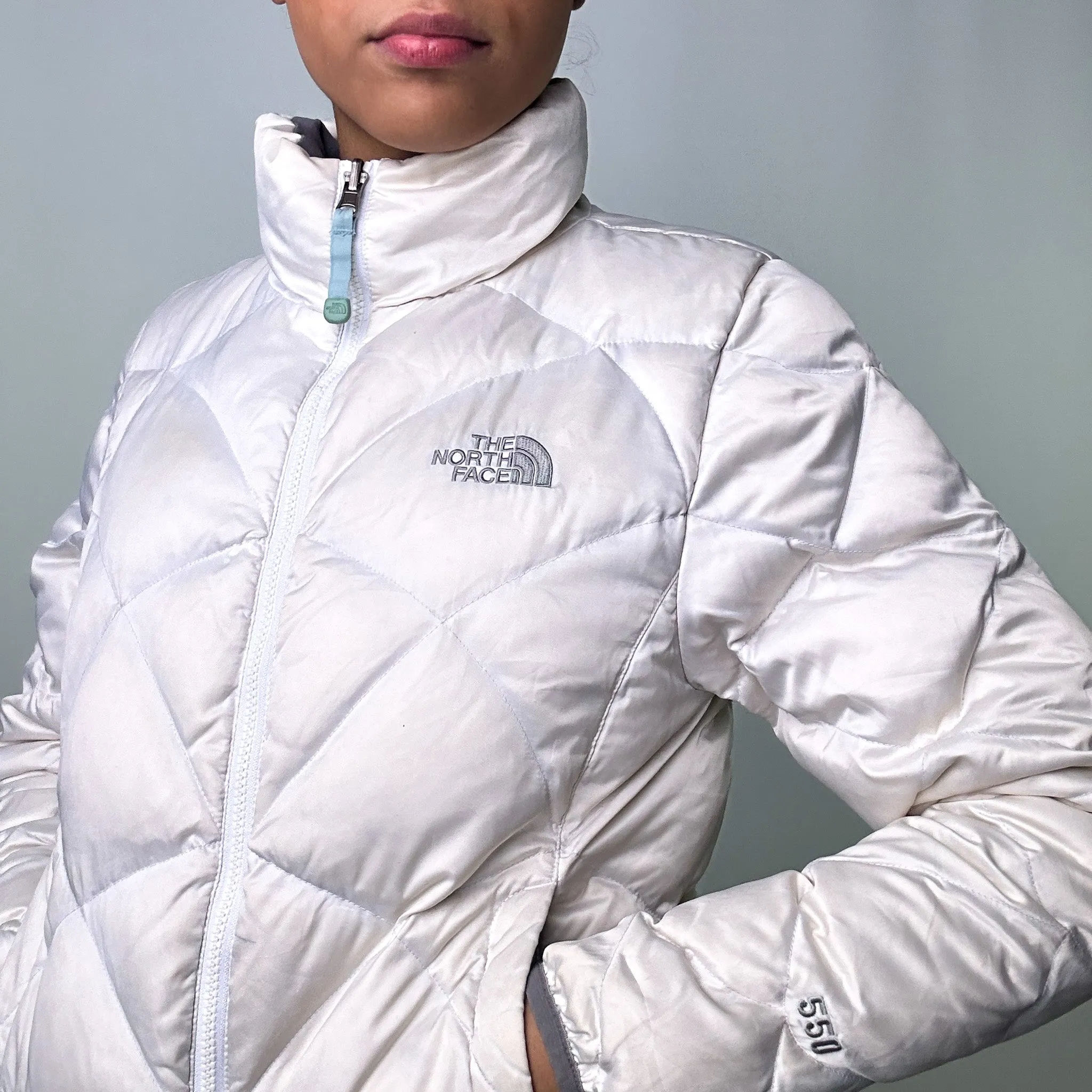 White 90s The North Face 550 Series Puffer Jacket Coat (S)