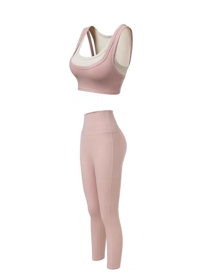 White X Pink sportswear Yoga pants + tops set