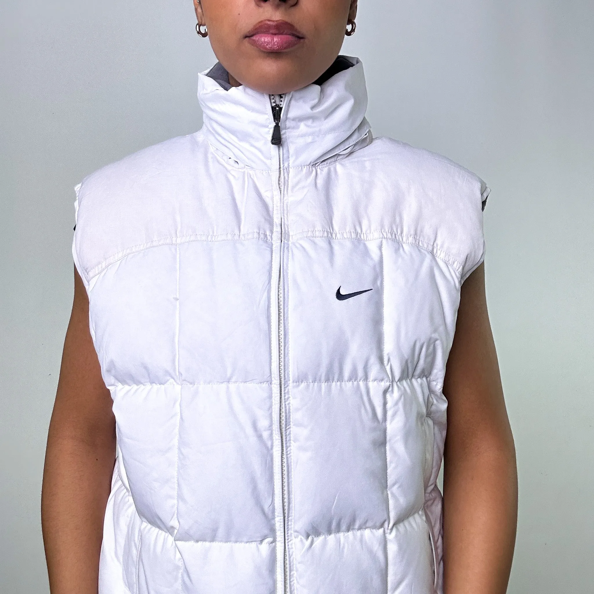 White y2ks NIKE Puffer Jacket Coat Gilet (M)