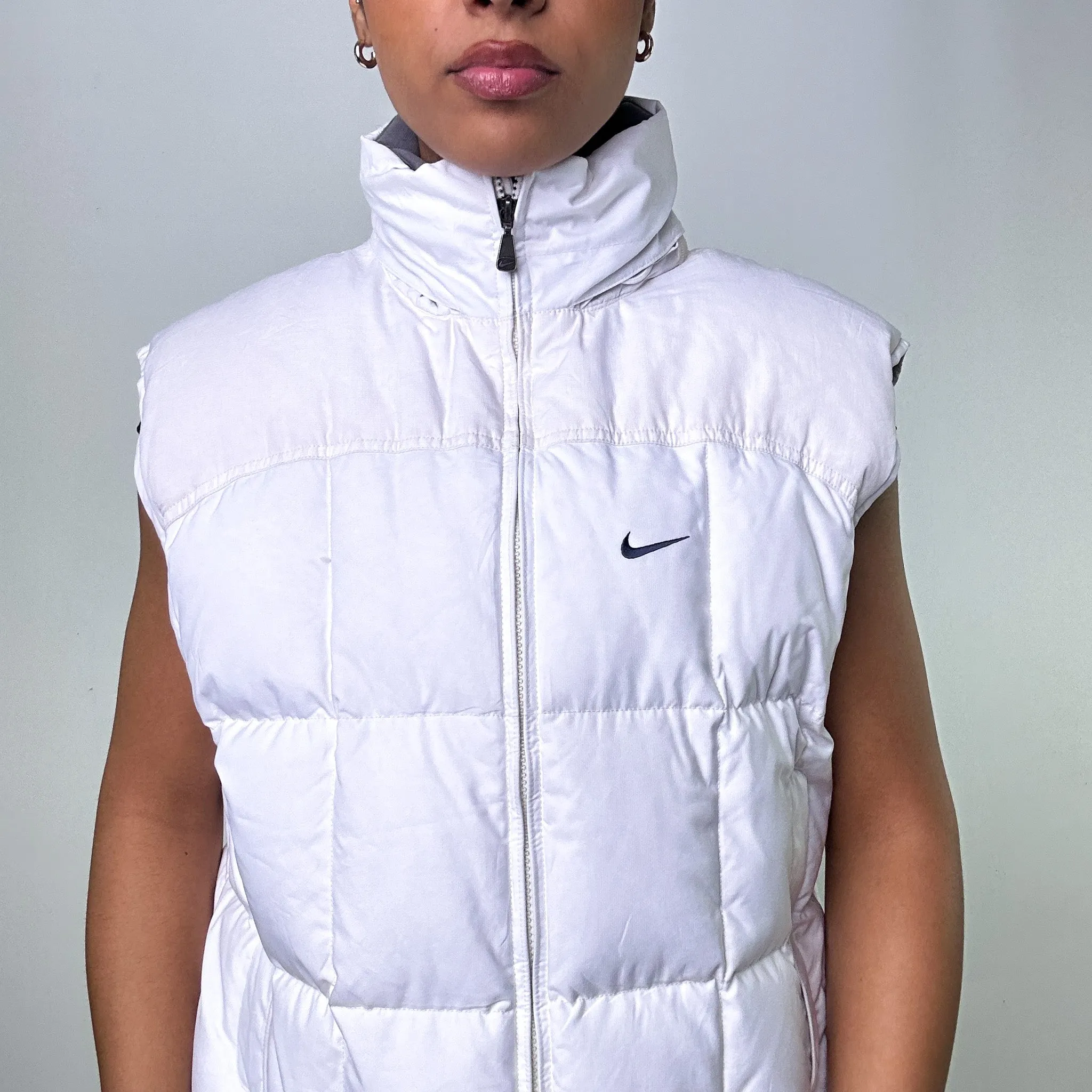 White y2ks NIKE Puffer Jacket Coat Gilet (M)