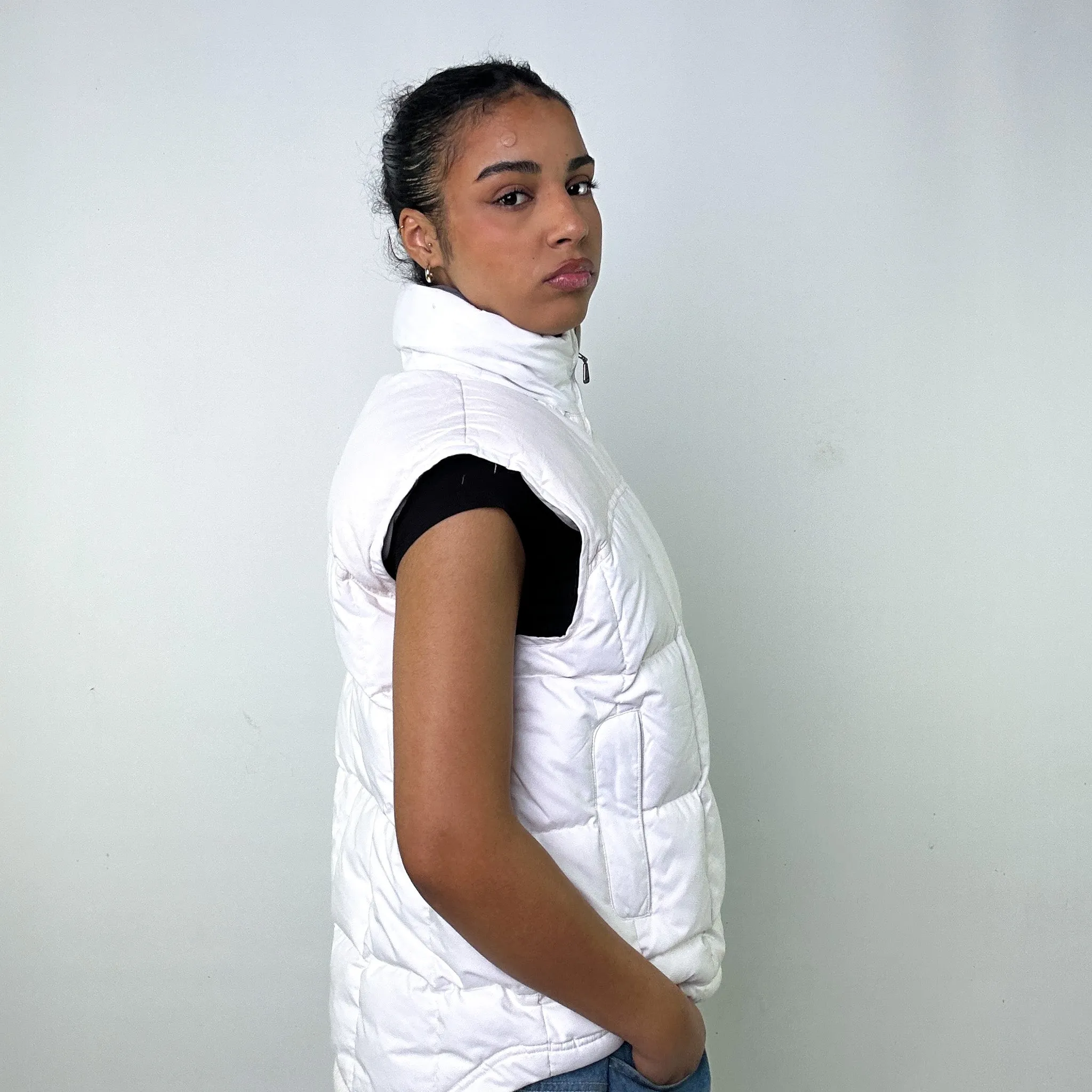 White y2ks NIKE Puffer Jacket Coat Gilet (M)