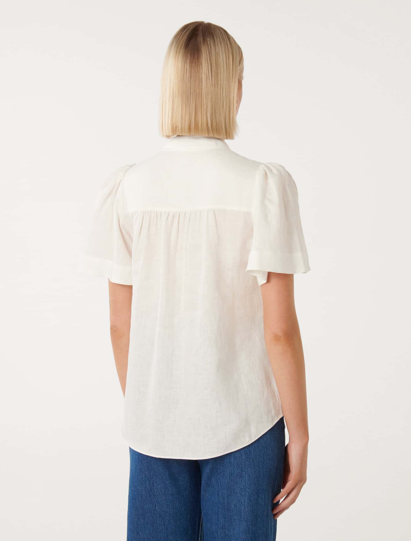 Winnie Linen Flutter Sleeve Blouse