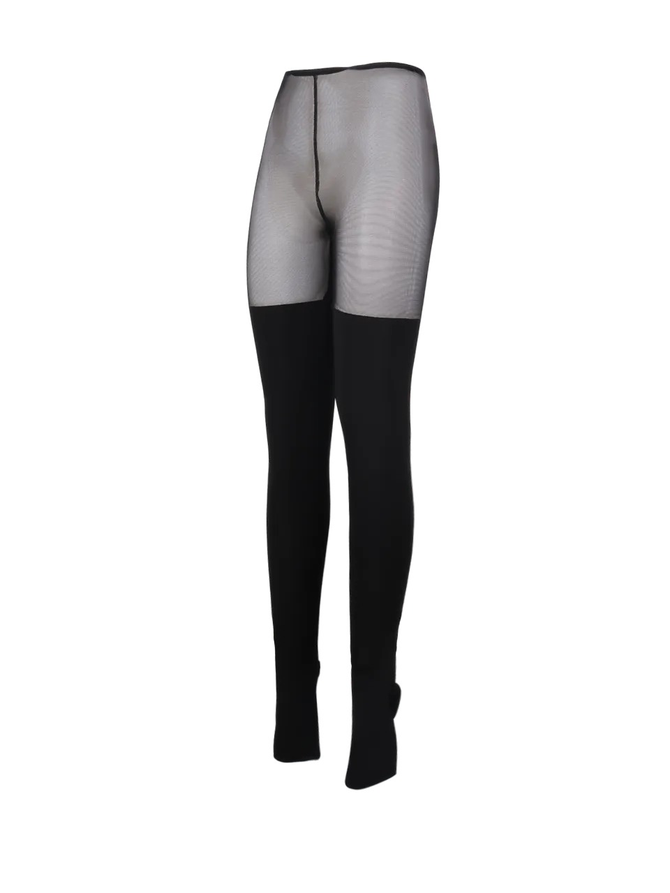 WOMAN NORMA KAMALI BLACK POLYESTER THIGH HIGH SPLICED LEGGING W/ FOOTSIE