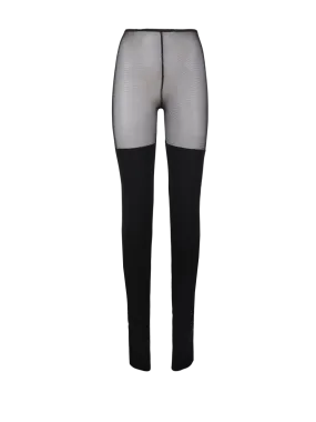 WOMAN NORMA KAMALI BLACK POLYESTER THIGH HIGH SPLICED LEGGING W/ FOOTSIE