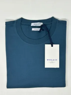 WOOL & CO T-SHIRT GIROCOLLO PETROLIO