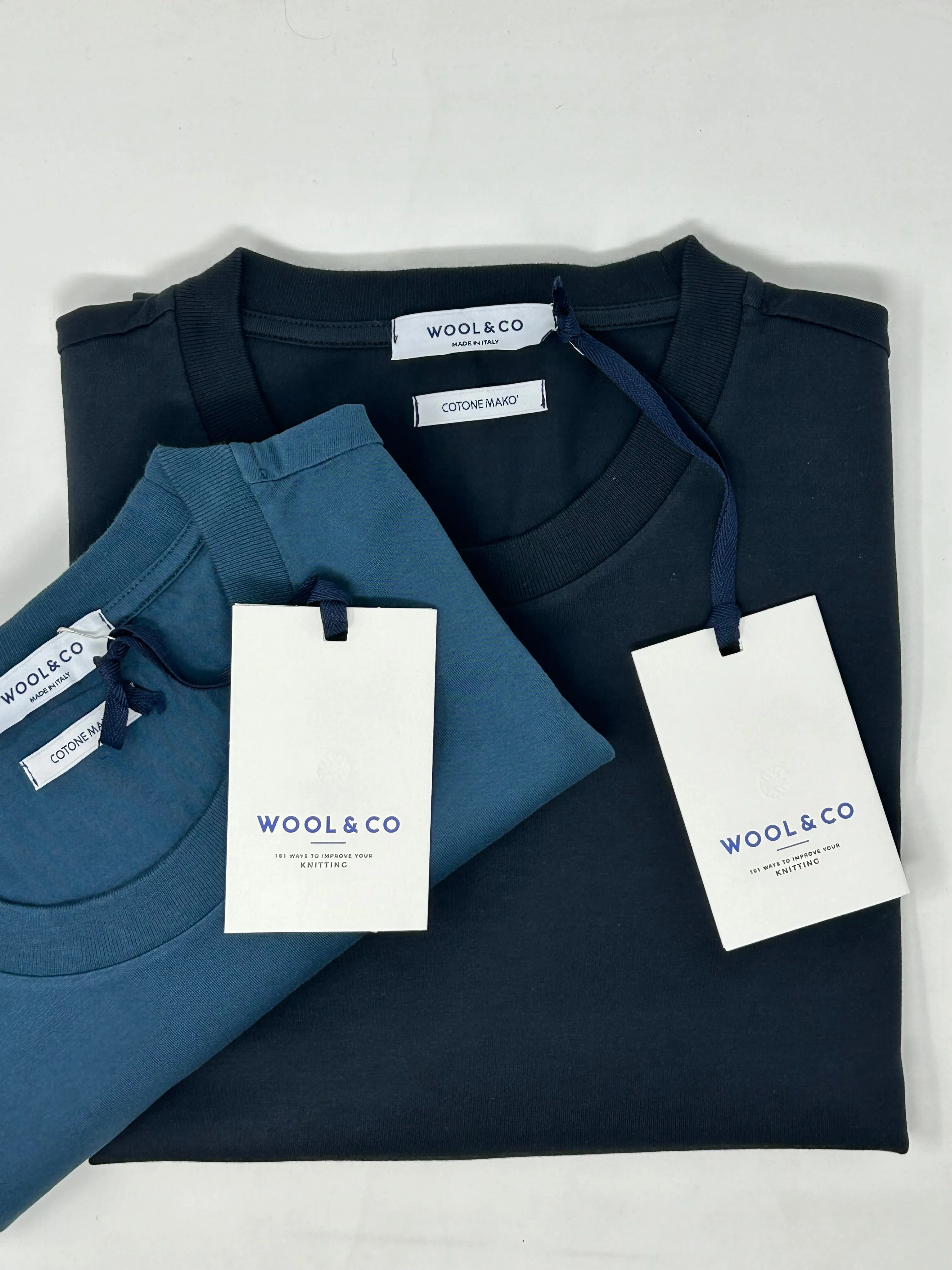 WOOL & CO T-SHIRT GIROCOLLO PETROLIO