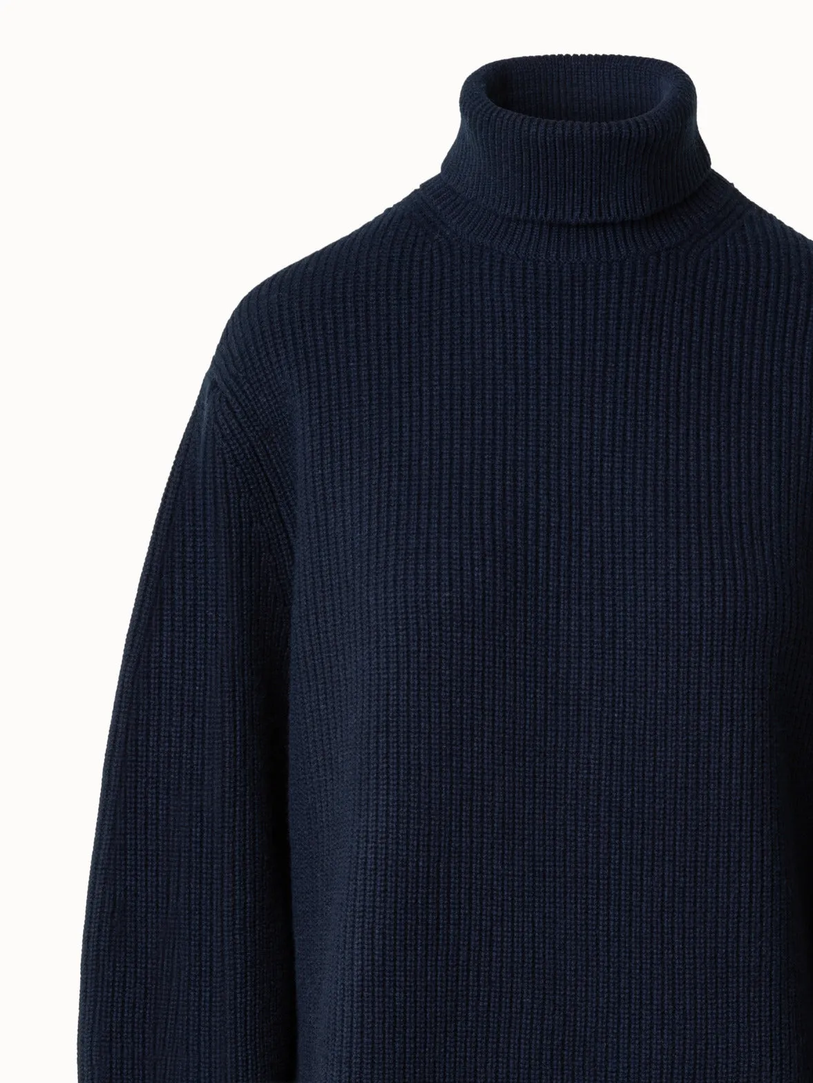 Wool Cashmere Blend Turtleneck Knit Sweater